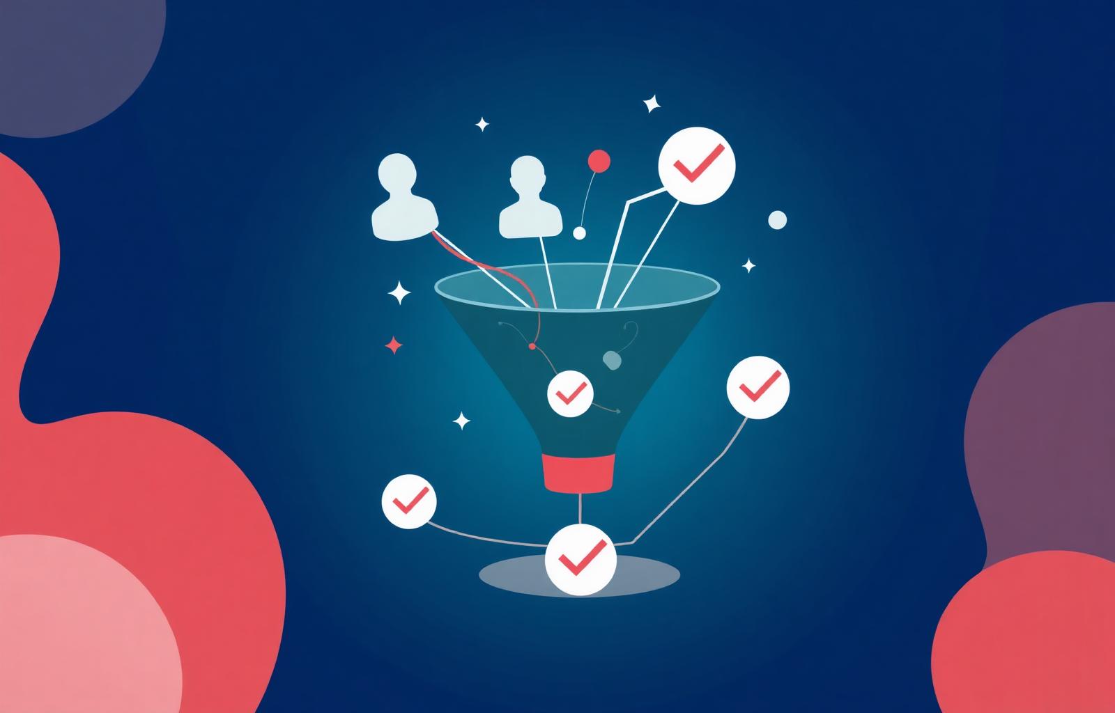 Conversion funnel optimizing visitor flow into customers