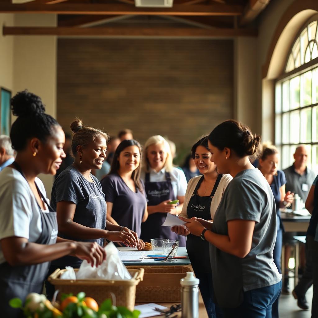 Nonprofit volunteers working together at a community event
