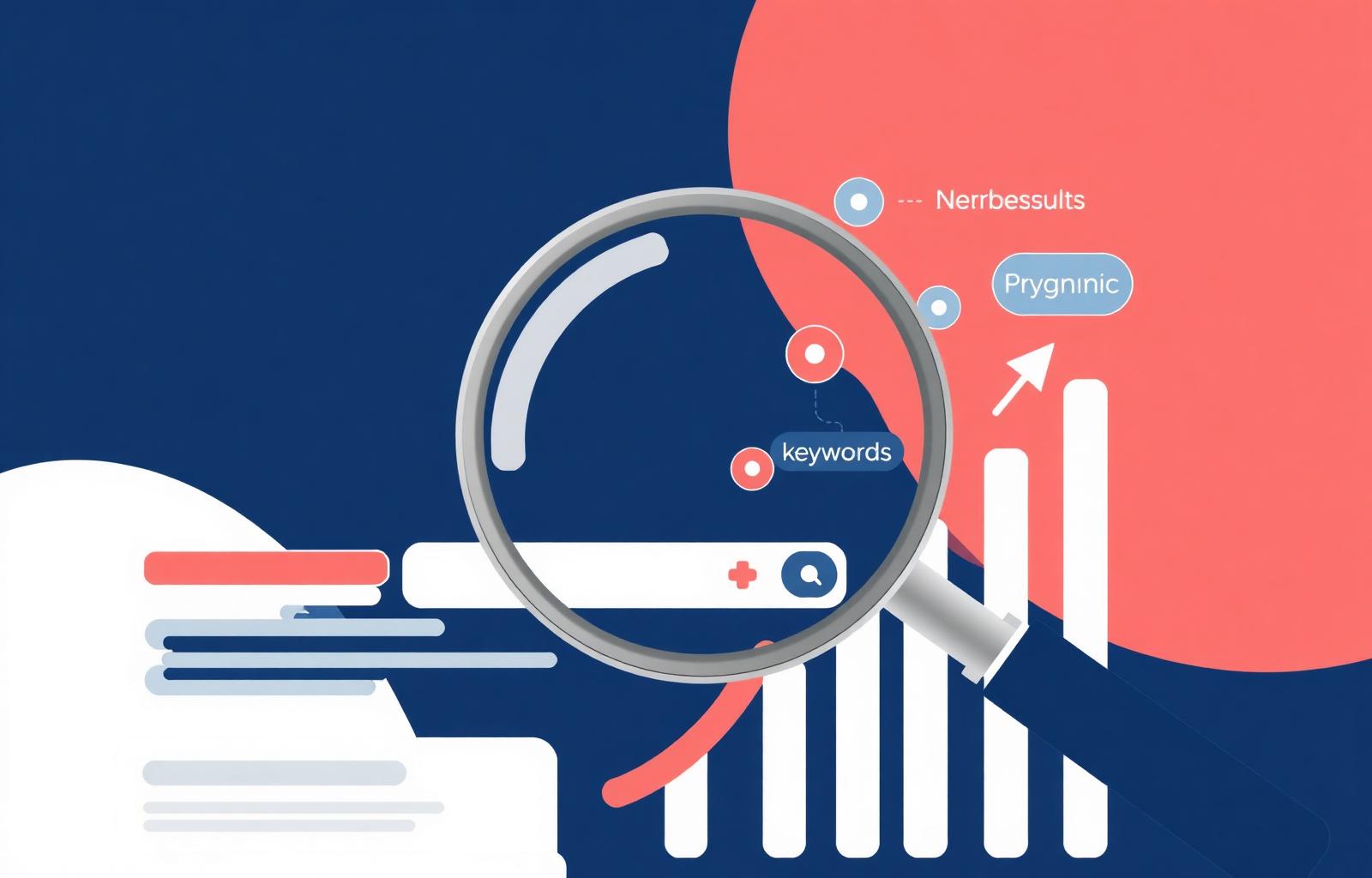 SEO concept with magnifying glass and rankings